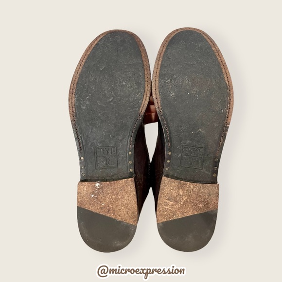 $360 Frye Anna Short Dark Brown Genuine Leather Pull On Comfy Daily Ankle Boots - Picture 12 of 14